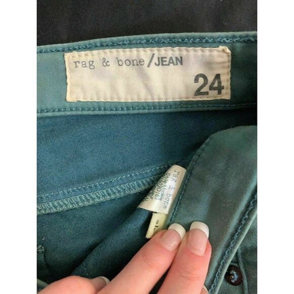 Rag & Bone Jean Denim Stretch Legging Pants Atlantic Blue Teal Mid Rise 24 0 - Picture 4 of 7